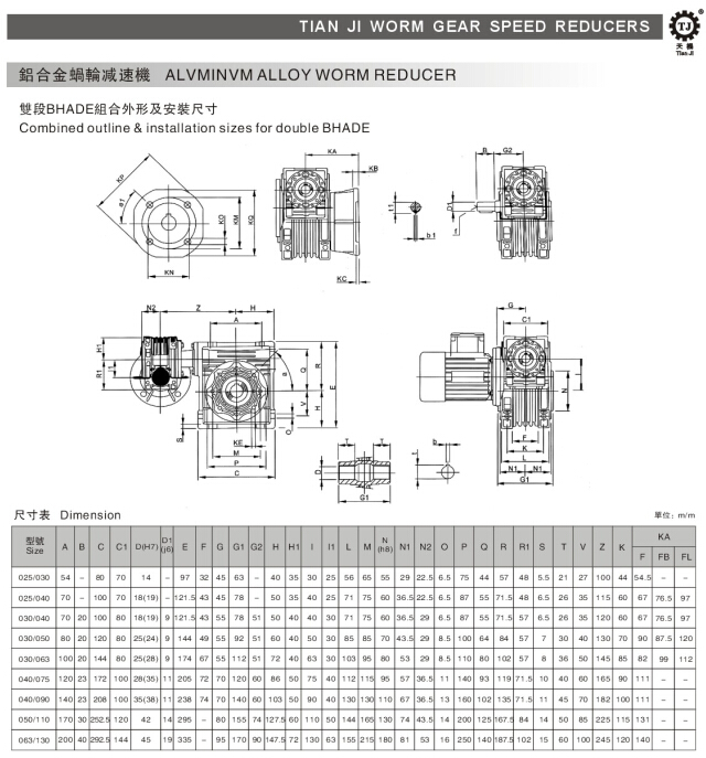 雙段雙級NMRV減速機(jī)型號規(guī)格參數(shù) 雙段雙級NMRV減速機(jī)型號規(guī)格參數(shù)